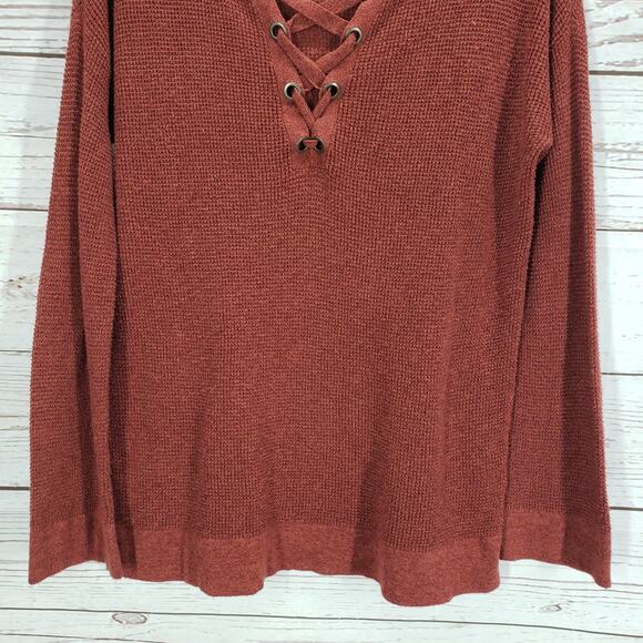 American Eagle Women's Amber Knit Jegging Fit Lace Up Sweater Size Medium - Picture 6 of 13
